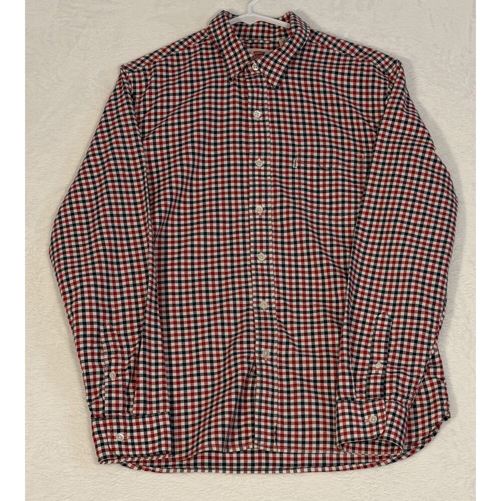 Levi’s Men’s Medium‎ Long Sleeve Shirt Red, White and Blue Gingham